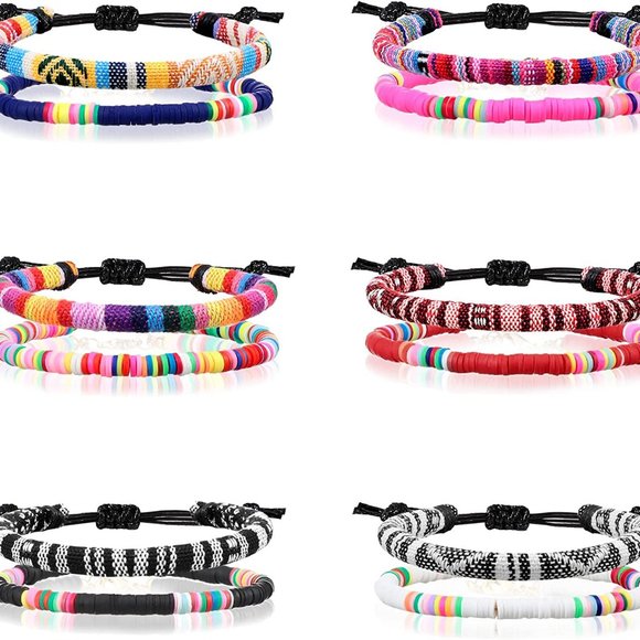 New 6 Pieces Ankle Bracelet Adjustable Boho Surfer Anklet Bracelet Thin Rope - Picture 2 of 8